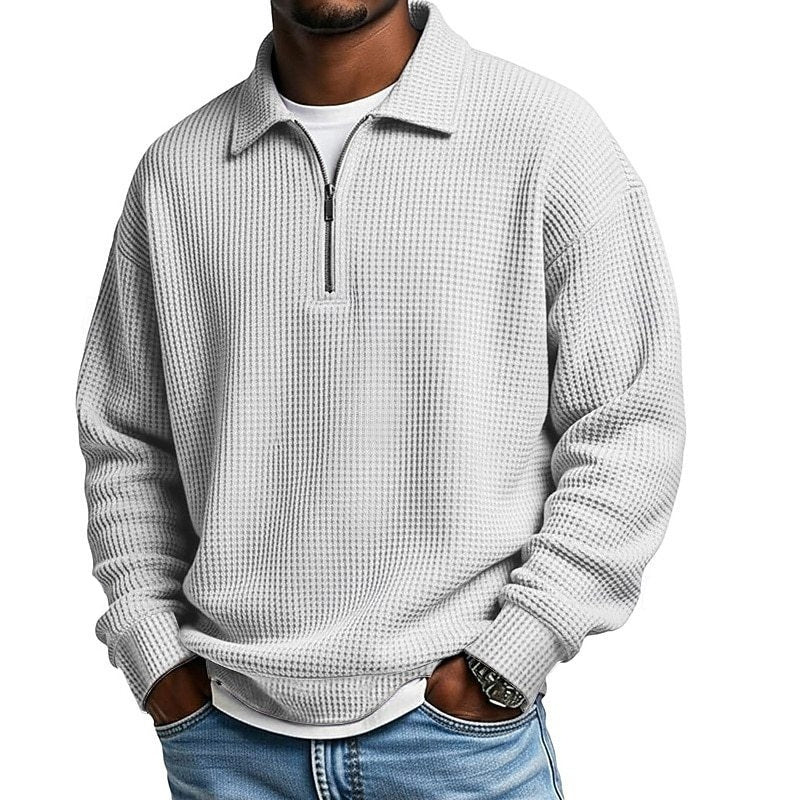 Mens Half-Zip Collared Polo Shirt Top