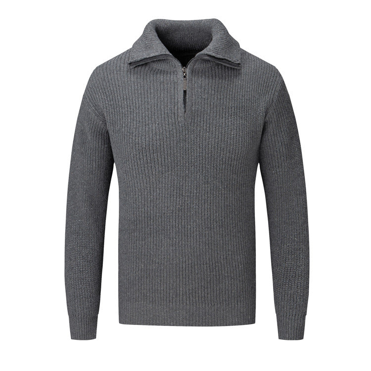 Polo Collar Men's Half Turtleneck Sweater