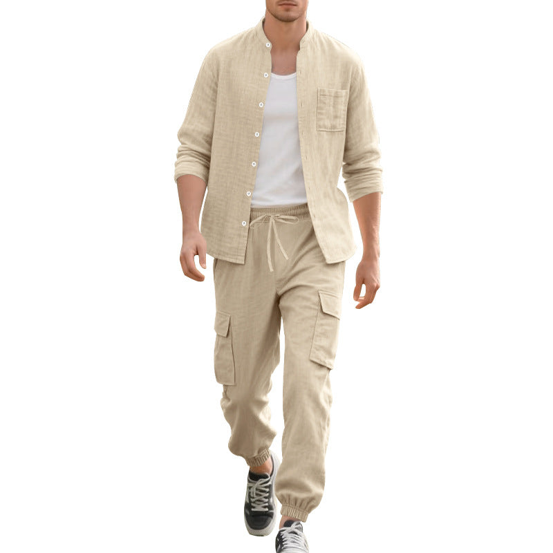 Long Sleeve Trousers Cardigan Casual Loose Beach Suit