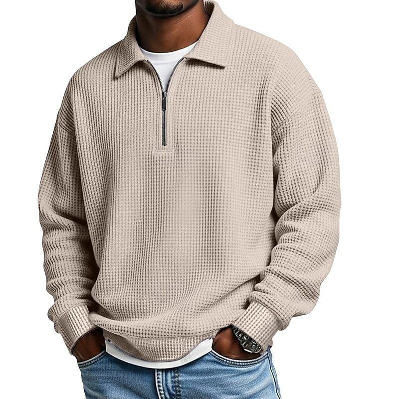 Mens Half-Zip Collared Polo Shirt Top