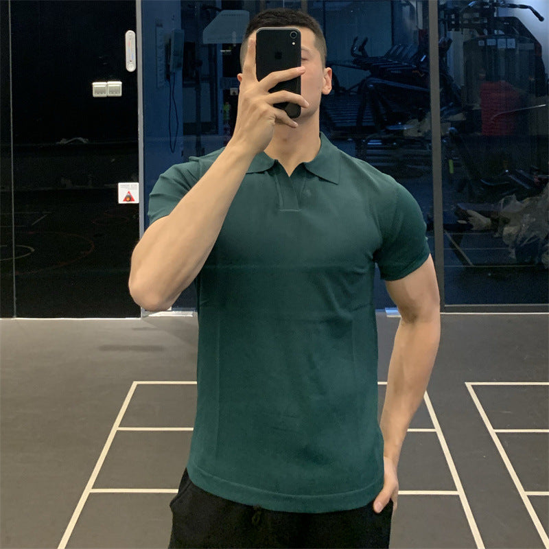 Lightly Mature Summer Ice Silk Men's Lapel Knitwear