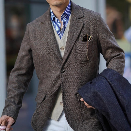 Vibrand Classic Tweed Wool Coat