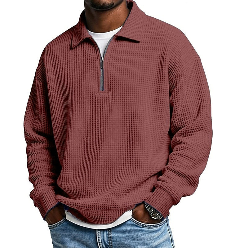 Mens Half-Zip Collared Polo Shirt Top