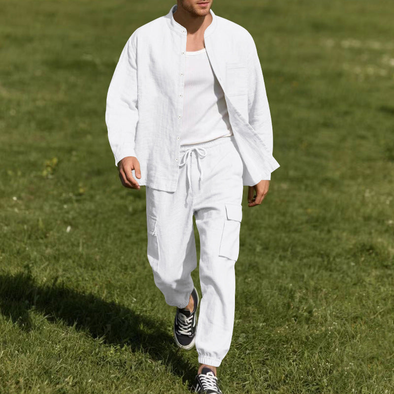 Long Sleeve Trousers Cardigan Casual Loose Beach Suit