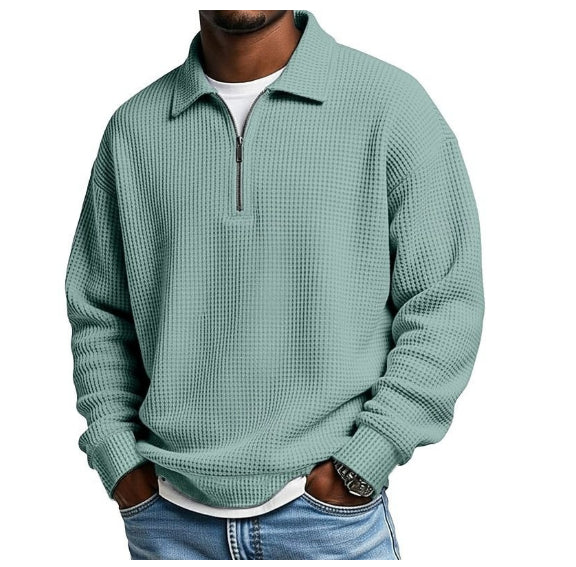 Mens Half-Zip Collared Polo Shirt Top