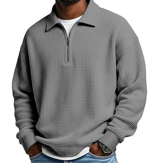 Mens Half-Zip Collared Polo Shirt Top